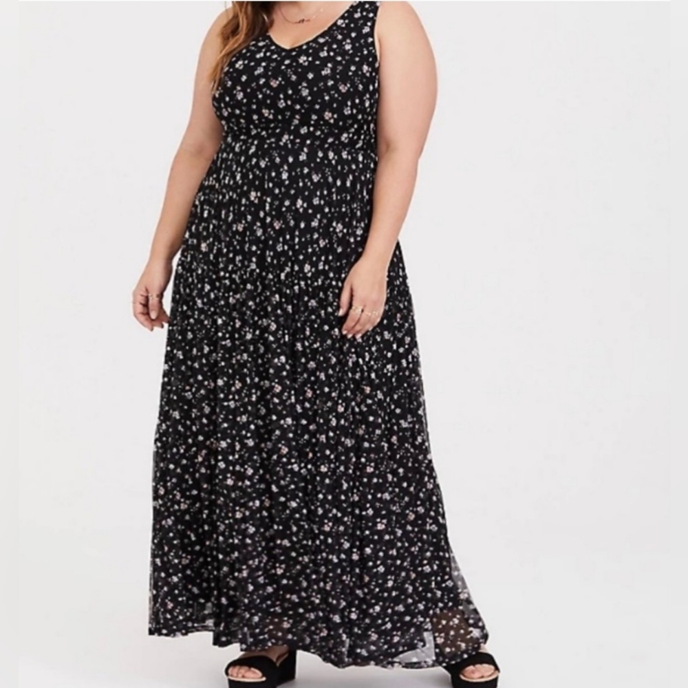 Torrid Flowy Floral Mesh Maxi Dress